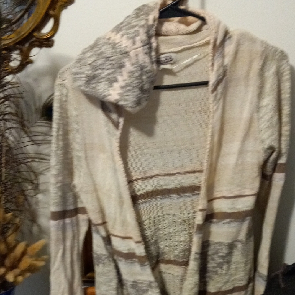 Women's Beige and Gray Hooded Sweater